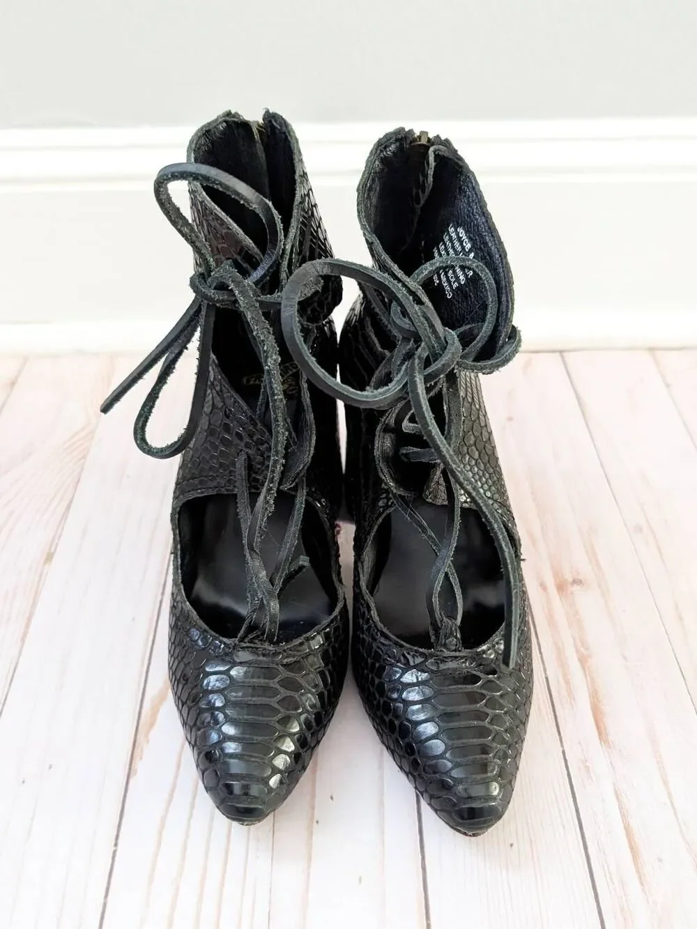 Freebird Joyce Black Snakeskin Booties